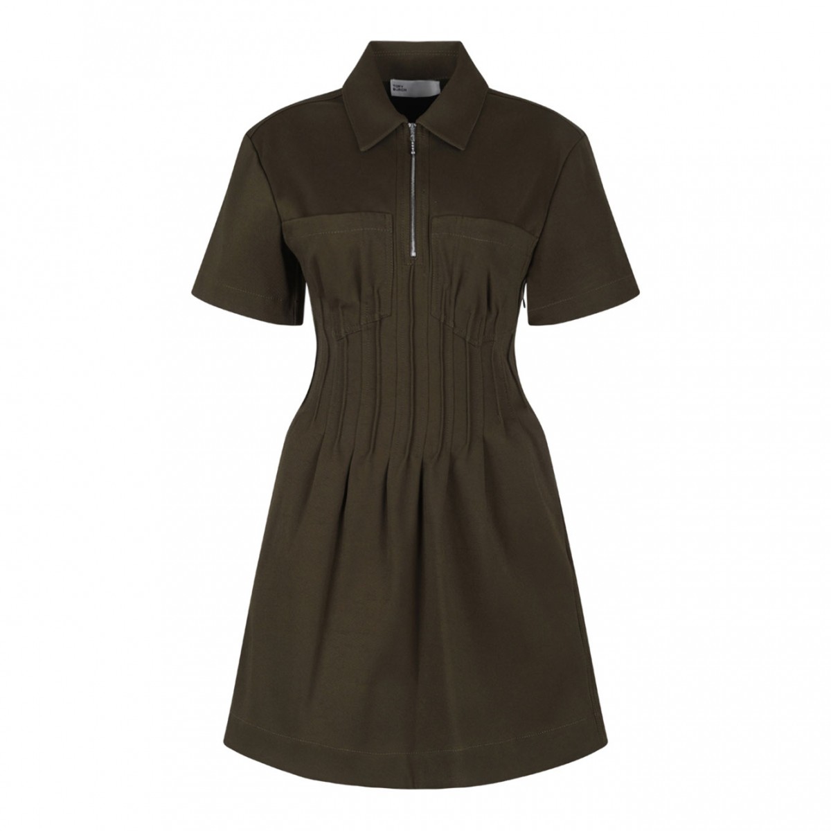 Olive Green Zip Front Dress