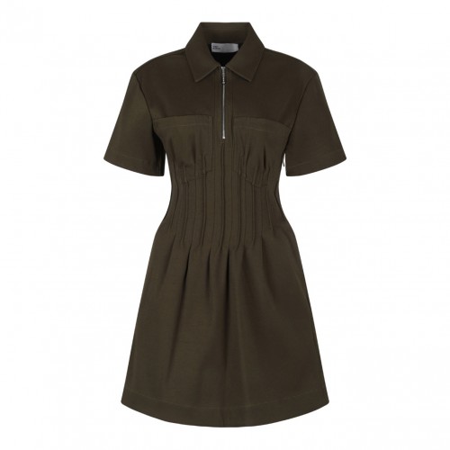 Olive Green Zip Front Dress