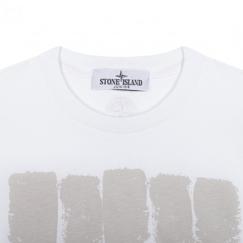 White Logo Print Cotton T-Shirt