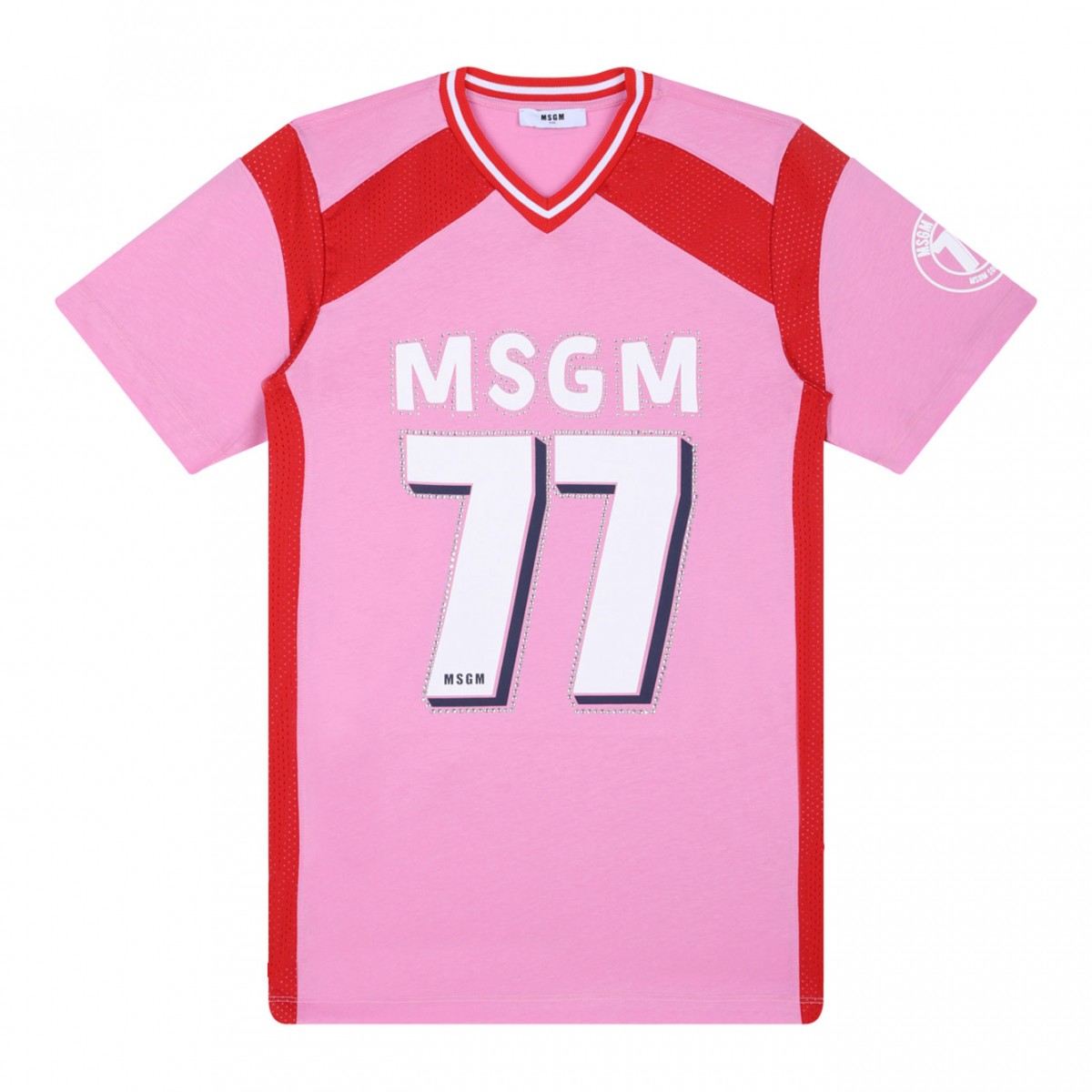 Pink and Red Crystal Embellished T-Shirt