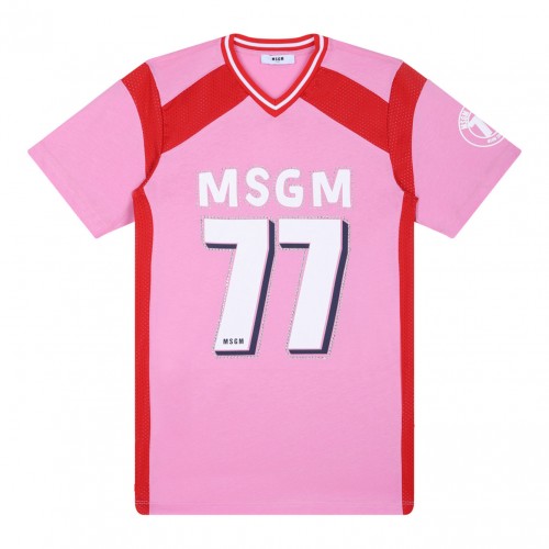 Pink and Red Crystal Embellished T-Shirt