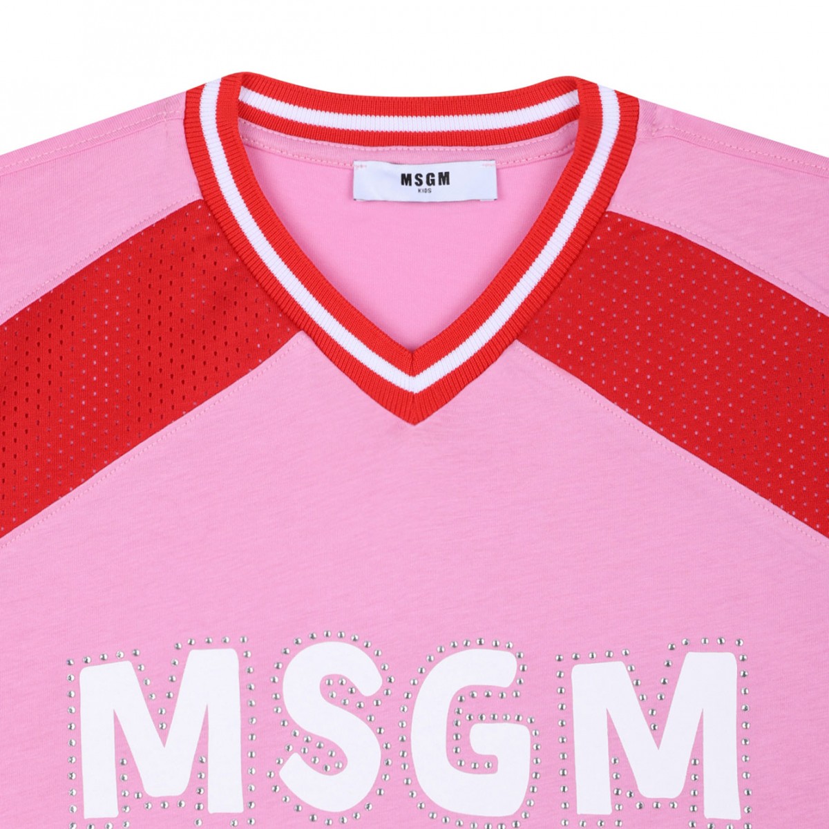 Pink and Red Crystal Embellished T-Shirt