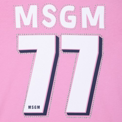 Pink and Red Crystal Embellished T-Shirt