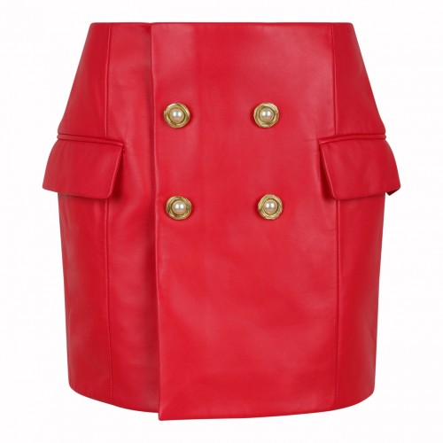 Fuchsia Leather Mini Skirt