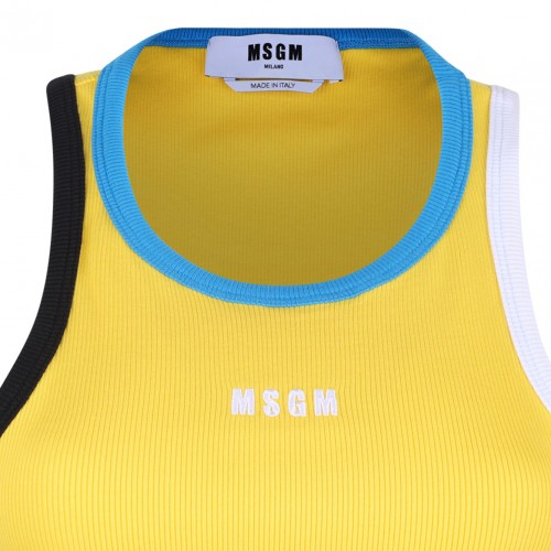 Yellow Contrast Trim Tank Top
