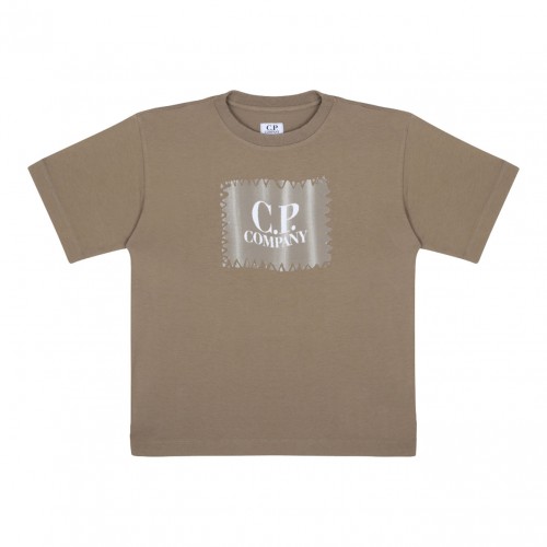 Beige Logo Print T-Shirt