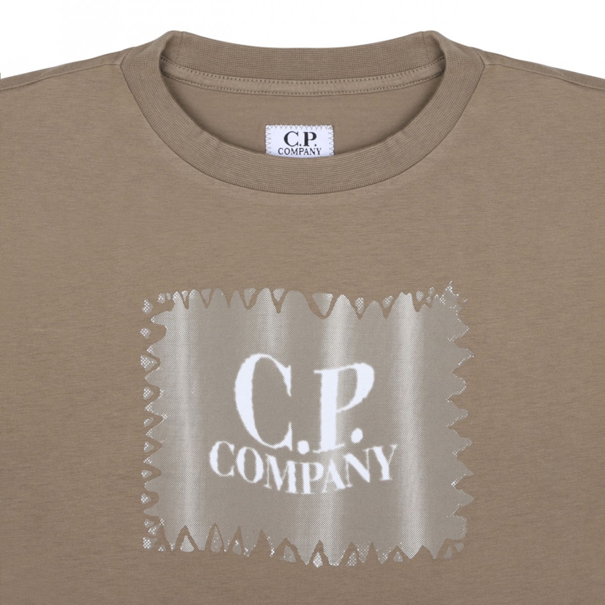 Beige Logo Print T-Shirt