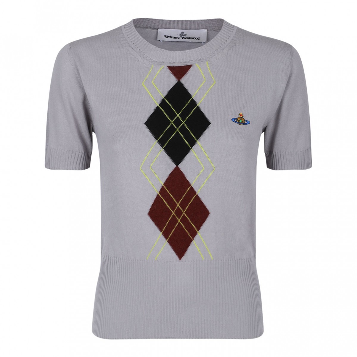 Light Grey Argyle Knit Top