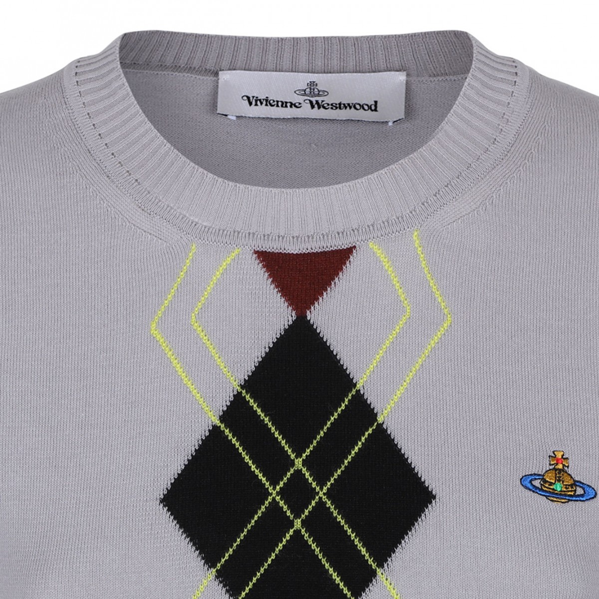 Light Grey Argyle Knit Top