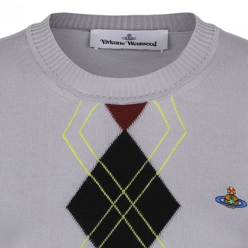 Light Grey Argyle Knit Top