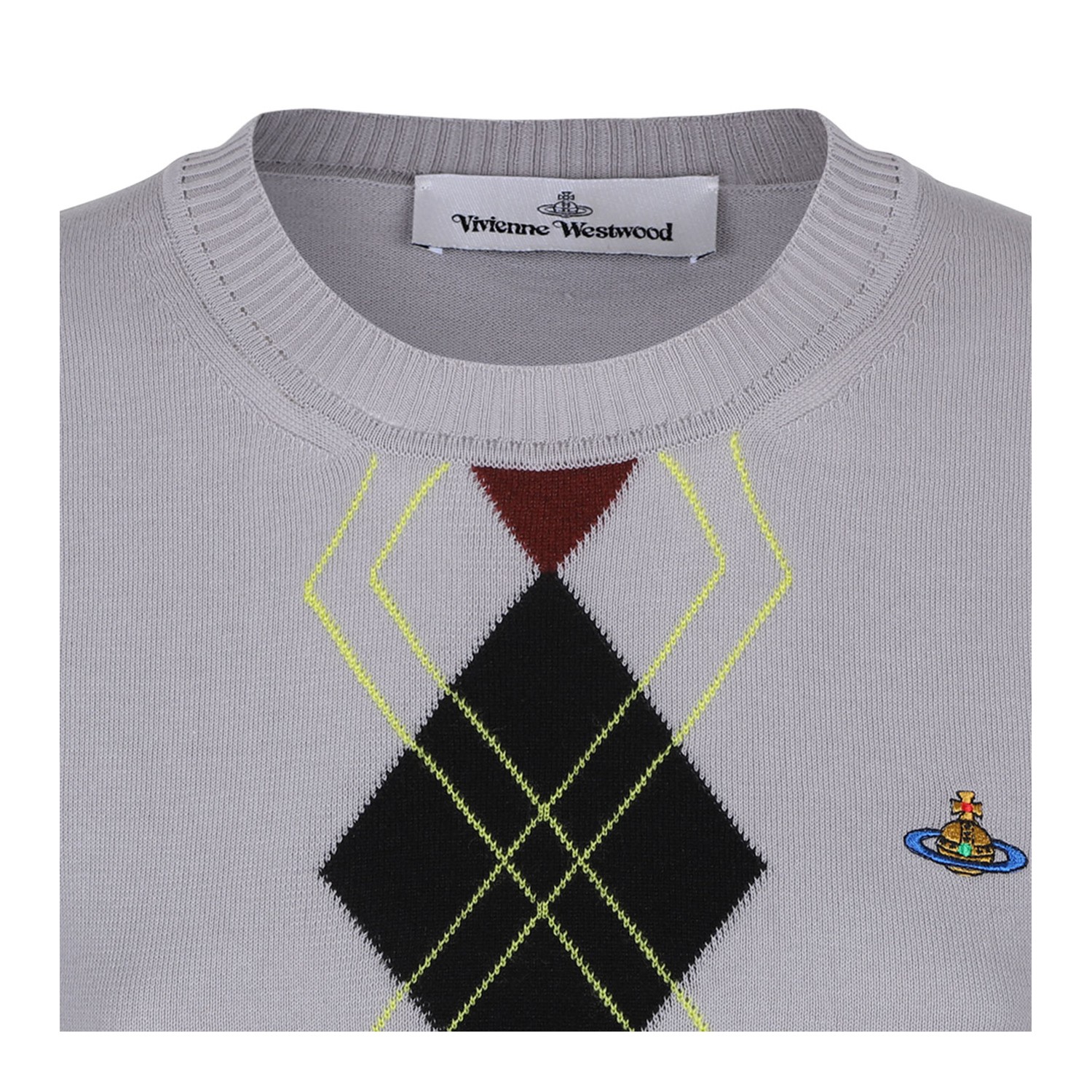 Light Grey Argyle Knit Top| COLOGNESE 1882