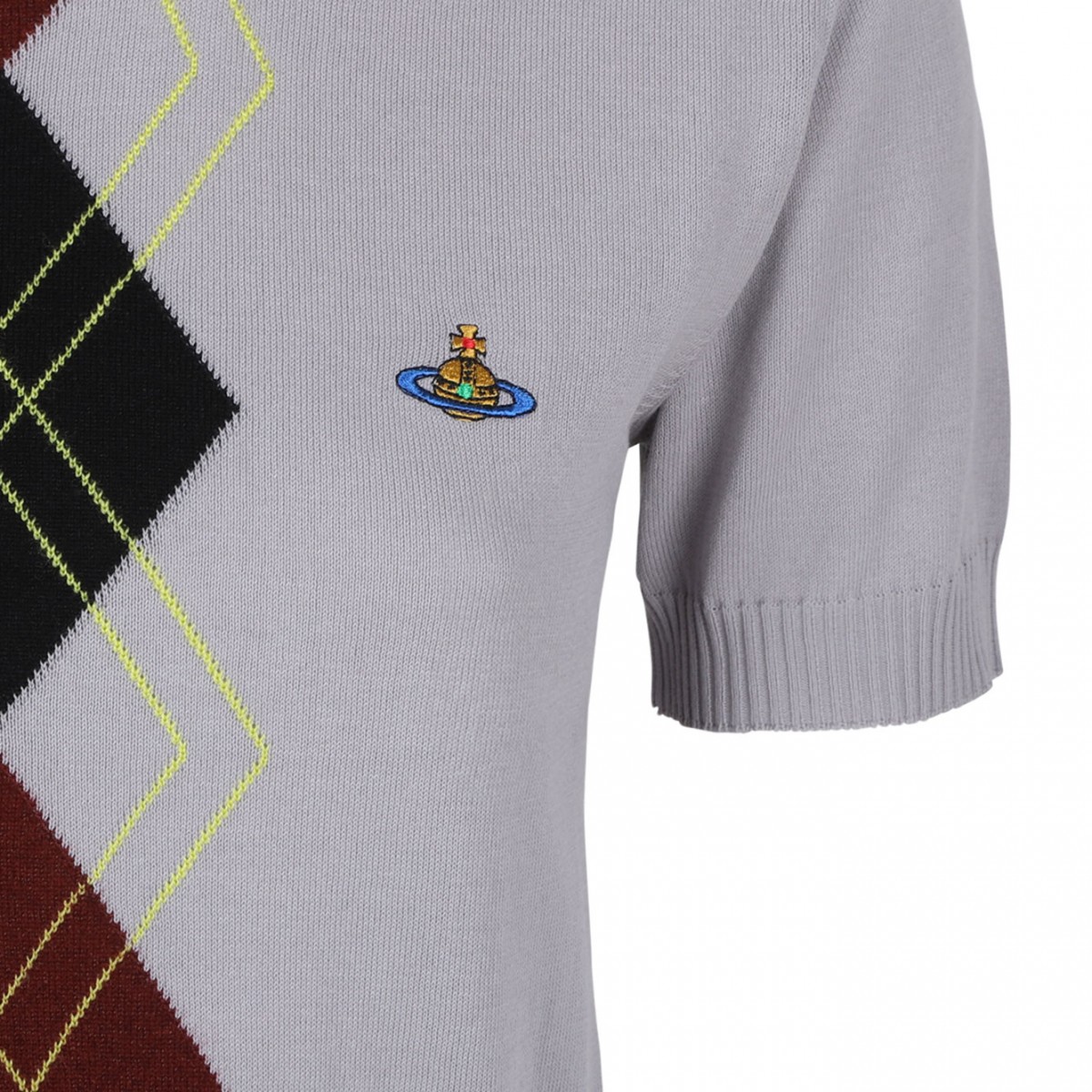 Light Grey Argyle Knit Top