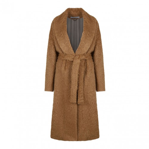 Tobacco Brown Shawl Collar Coat