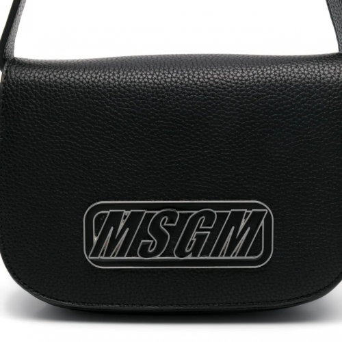 Black Logo Plaque Shoulder Bag