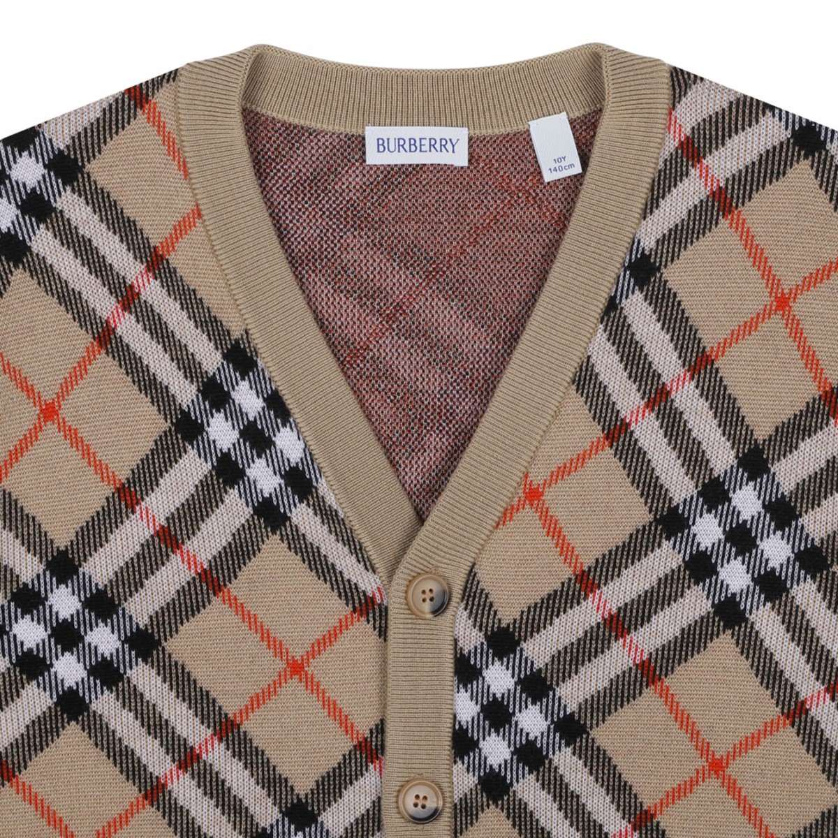 Beige Check Cardigan