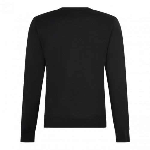 Navy Blue Logo Print Sweater