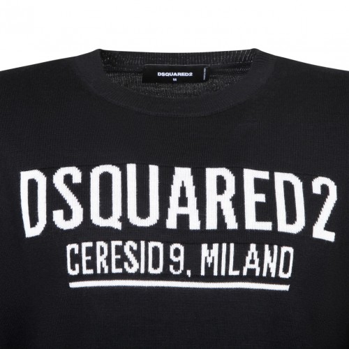 Navy Blue Logo Print Sweater