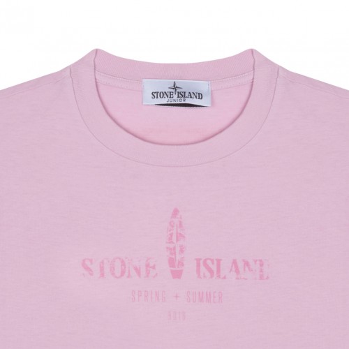 Pink Logo Print Cotton T-shirt