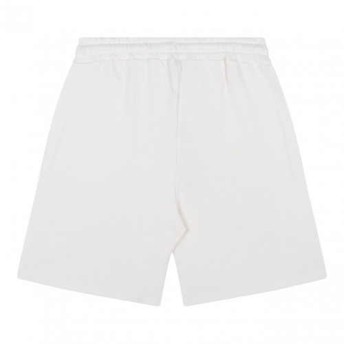 Cream White Graphic Print Shorts 2