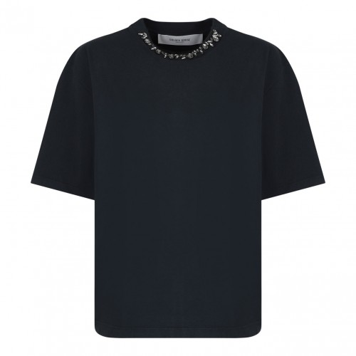 Washed Black Crystal Embellished T-Shirt