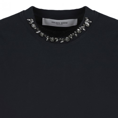 Washed Black Crystal Embellished T-Shirt