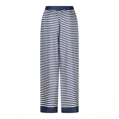 Ecru and Blue Printed Trousers