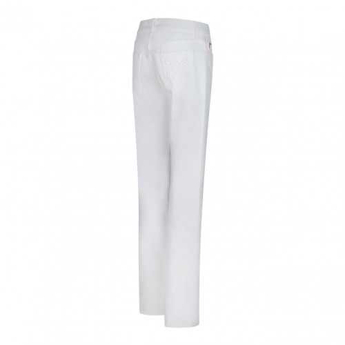 White Straight Leg Jeans. 
