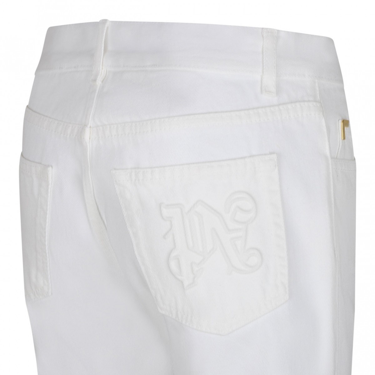 White Straight Leg Jeans. 