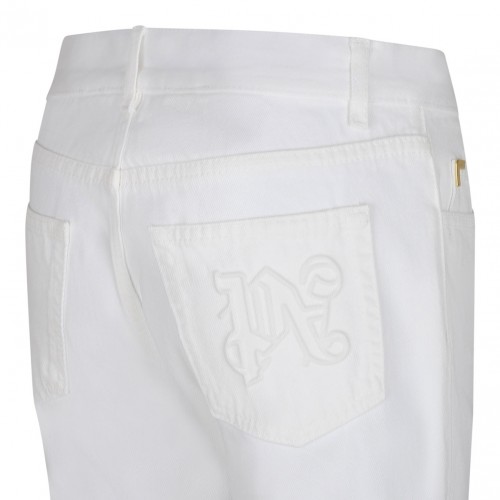 White Straight Leg Jeans. 