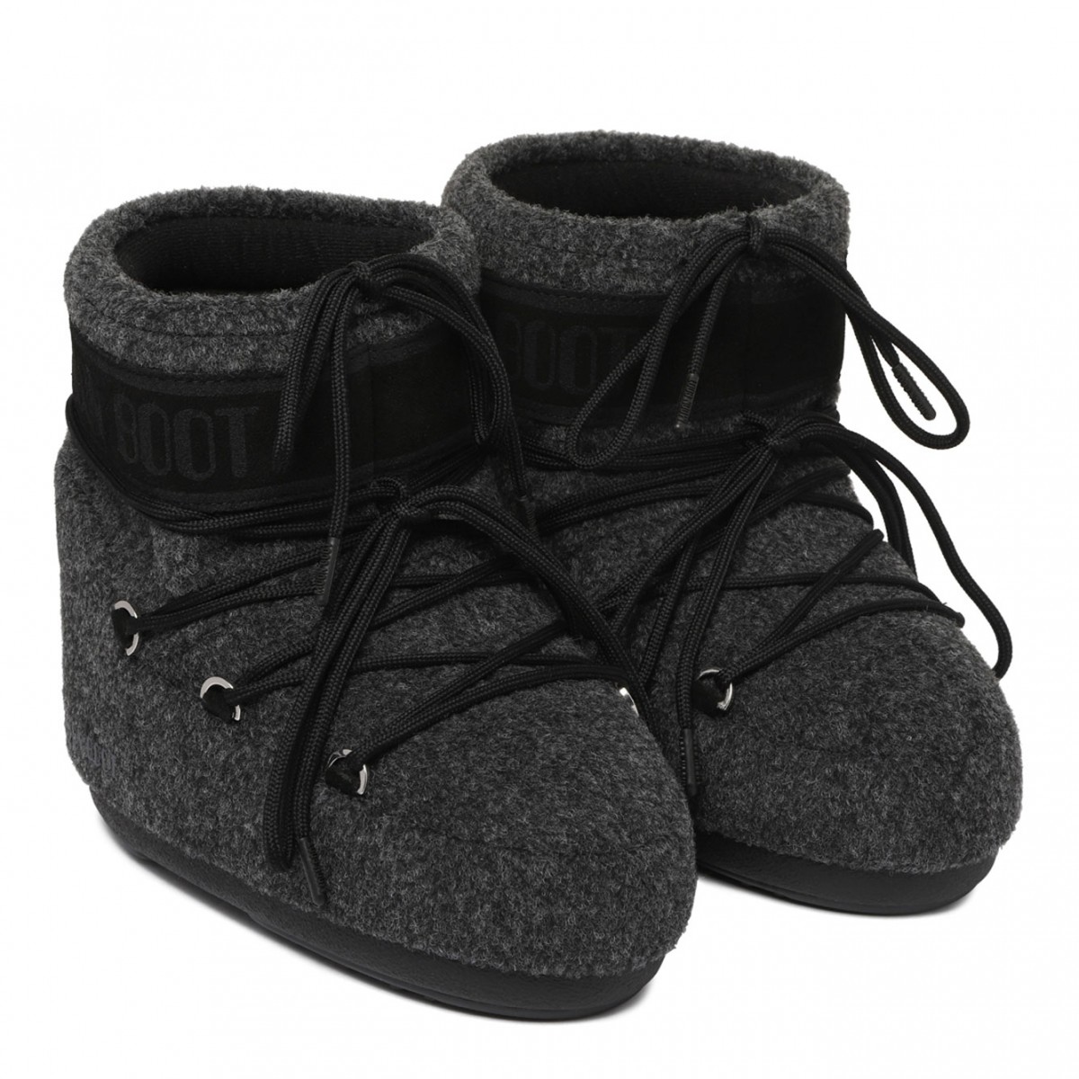 Black Melange Icon Felt Boots