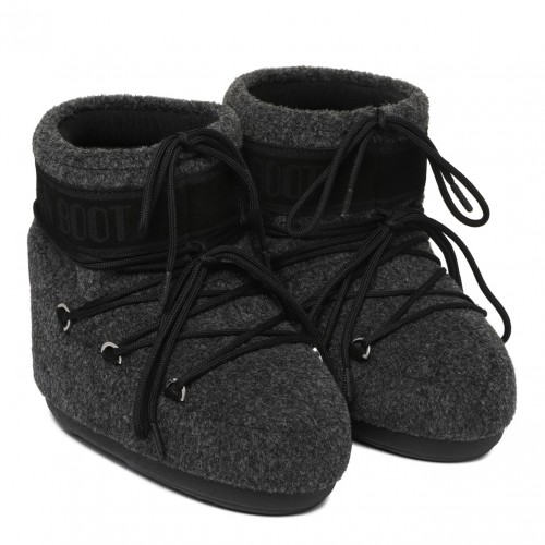 Black Melange Icon Felt Boots