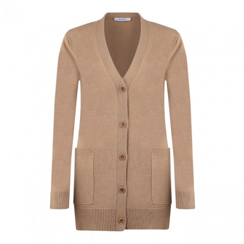 Camel Brown Sequins Cardigan