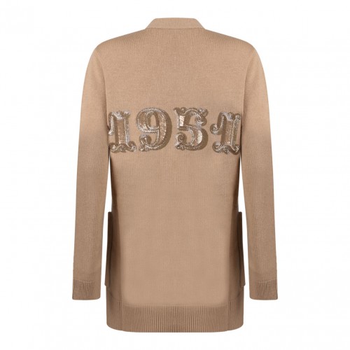 Camel Brown Sequins Cardigan