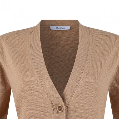 Camel Brown Sequins Cardigan