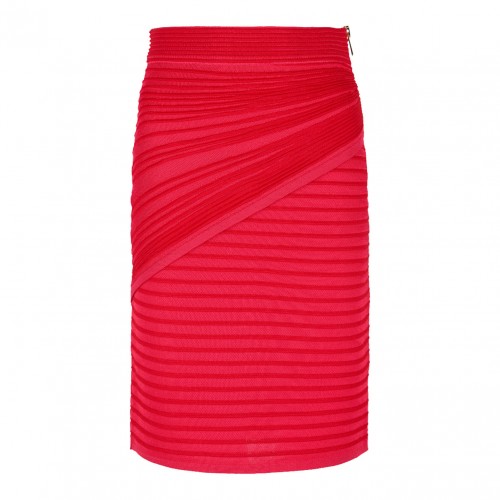Fuchsia and Red Draped Midi Skirt