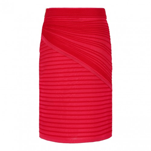 Fuchsia and Red Draped Midi Skirt