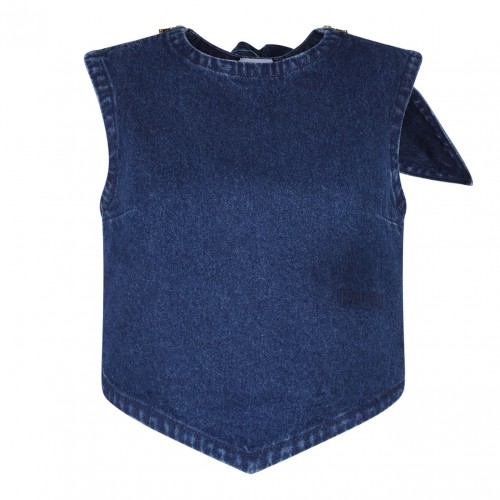 Navy Blue Scarf Denim Top