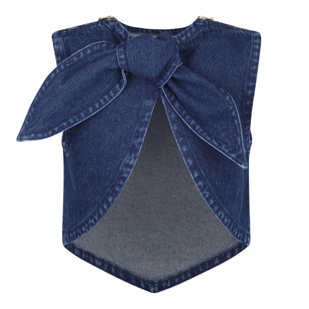 Navy Blue Scarf Denim Top