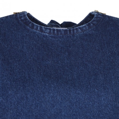 Navy Blue Scarf Denim Top