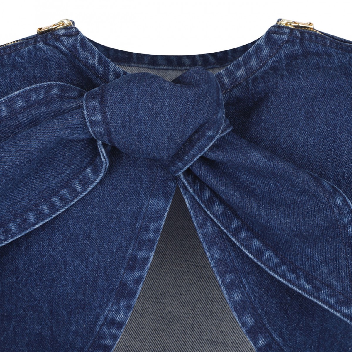 Navy Blue Scarf Denim Top