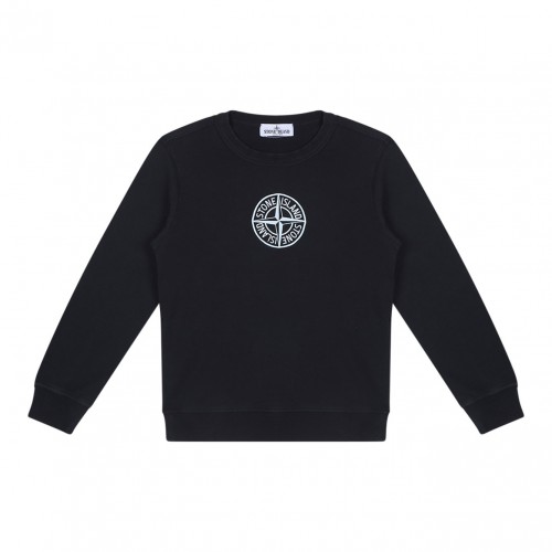 Navy Blue Logo Print Sweatshirt