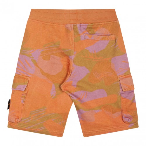 Orange Compass Patch Camouflage Shorts