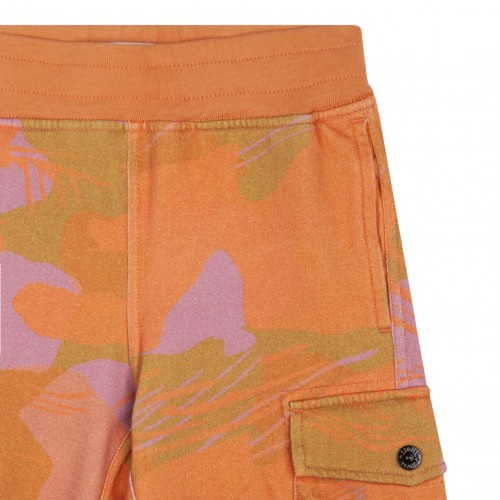 Orange Compass Patch Camouflage Shorts