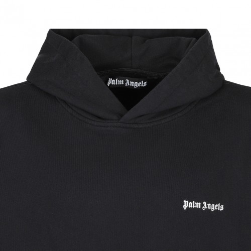 Black Logo Embroidered Hoodie