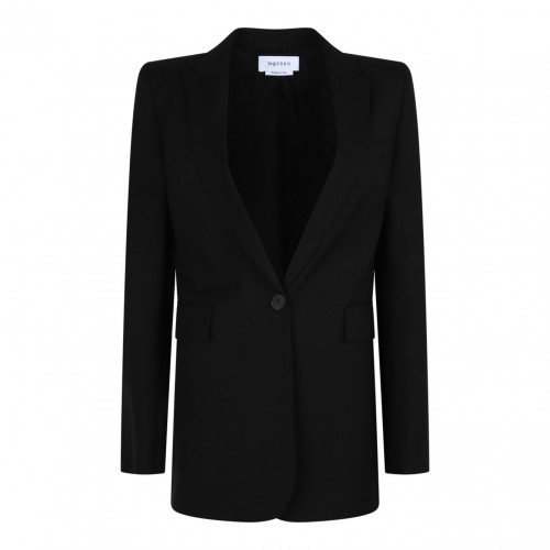 Black Voluminous Shoulders Blazer