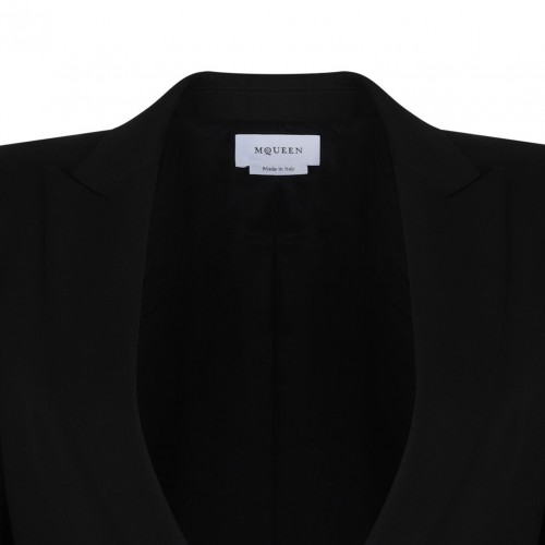 Black Voluminous Shoulders Blazer