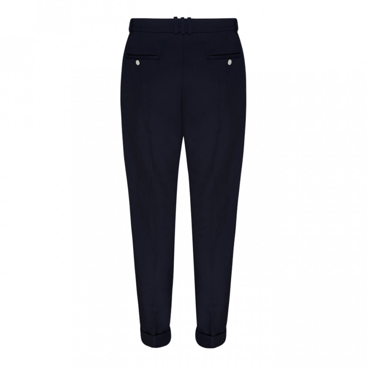Navy Blue Virgin Wool Tailored Trousers