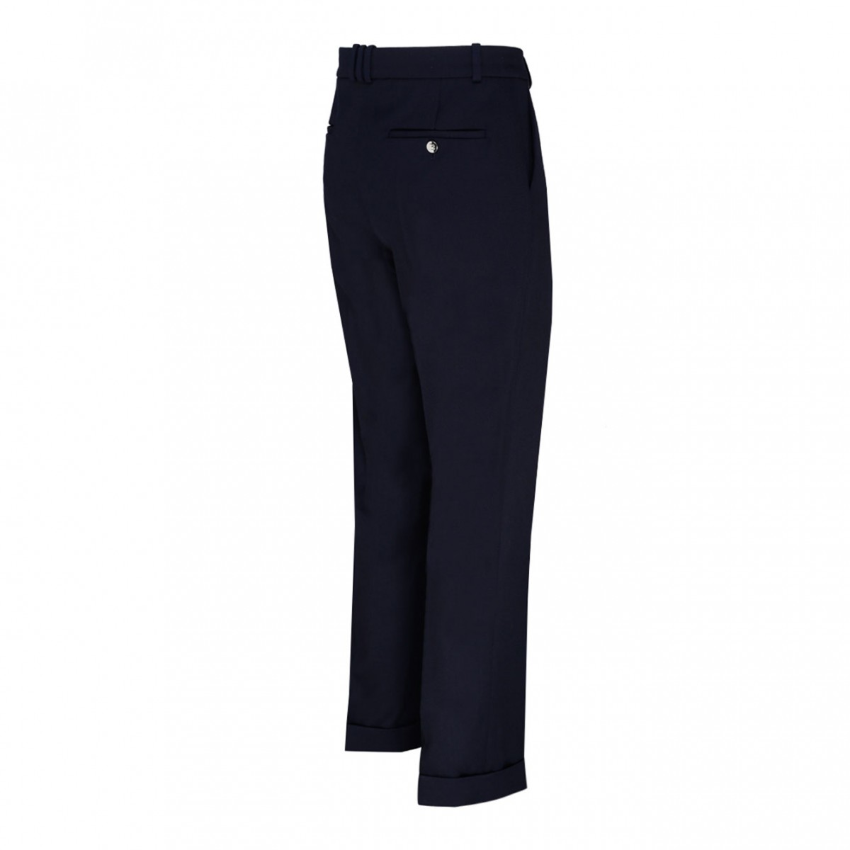 Navy Blue Virgin Wool Tailored Trousers
