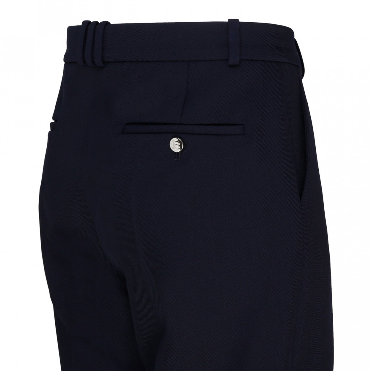 Navy Blue Virgin Wool Tailored Trousers