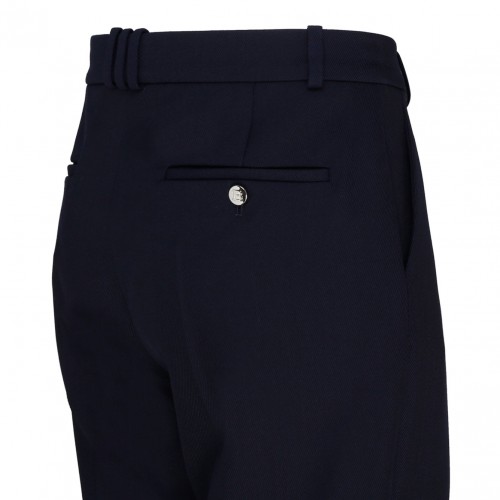 Navy Blue Virgin Wool Tailored Trousers